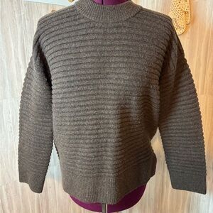 Madewell Women’s Dark Brown Wool Blend Elamite Chunky Ribbed Sweater